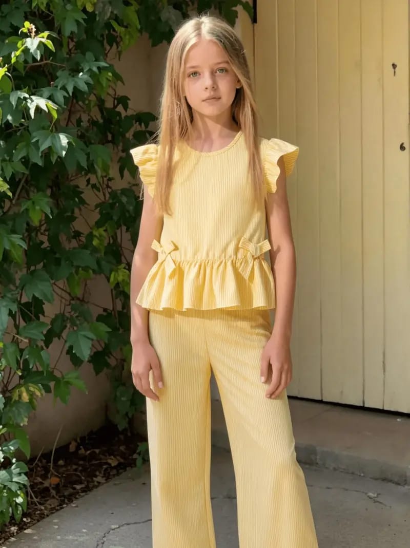 CONJUNTO AMARILLO CON VUELO MANGAS