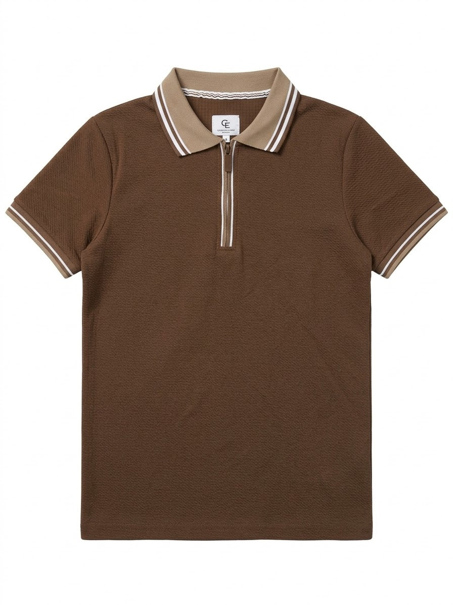 CAMISETA POLO CAFÉ DE ALGODÓN