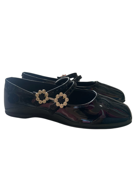 Flats Negras doble correa flor