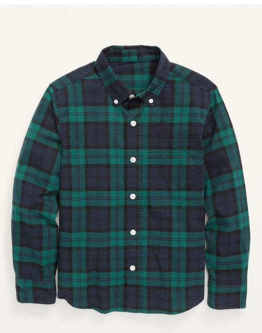 CAMISA CUADRICULADA VERDE Y AZUL MARINO