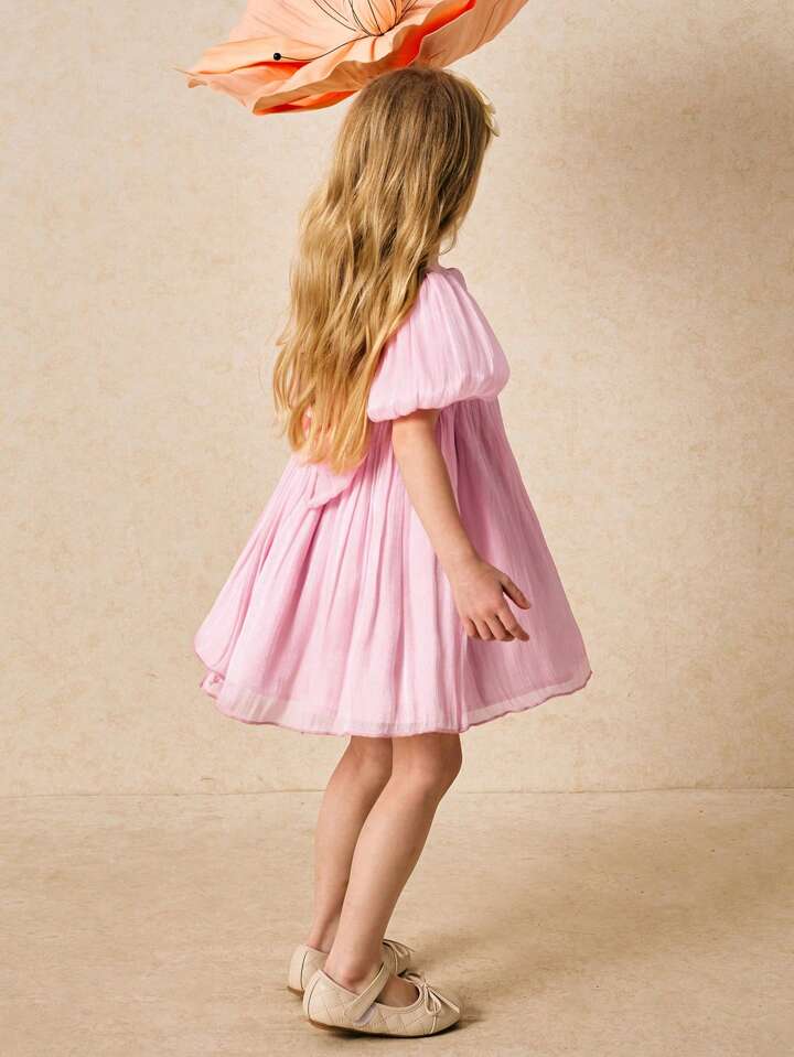 VESTIDO ELEGANTE ROSA CON MOÑO ESPALDA