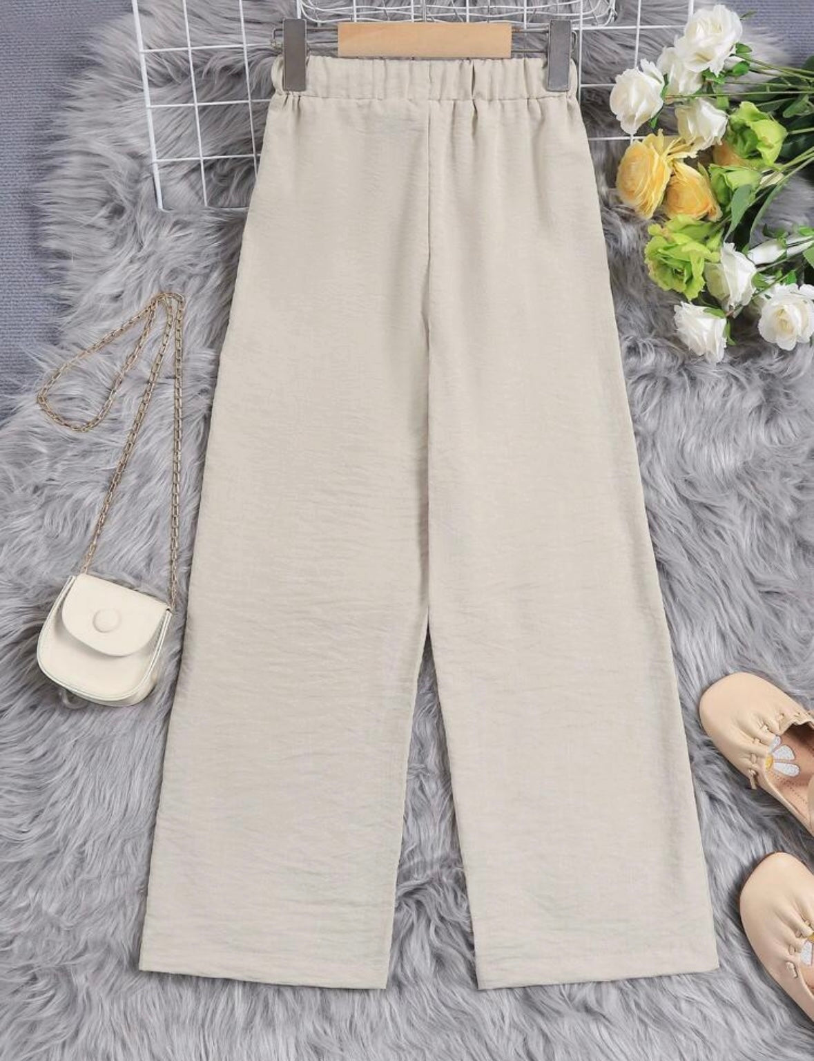 Pantalón ancho Beige con amarre