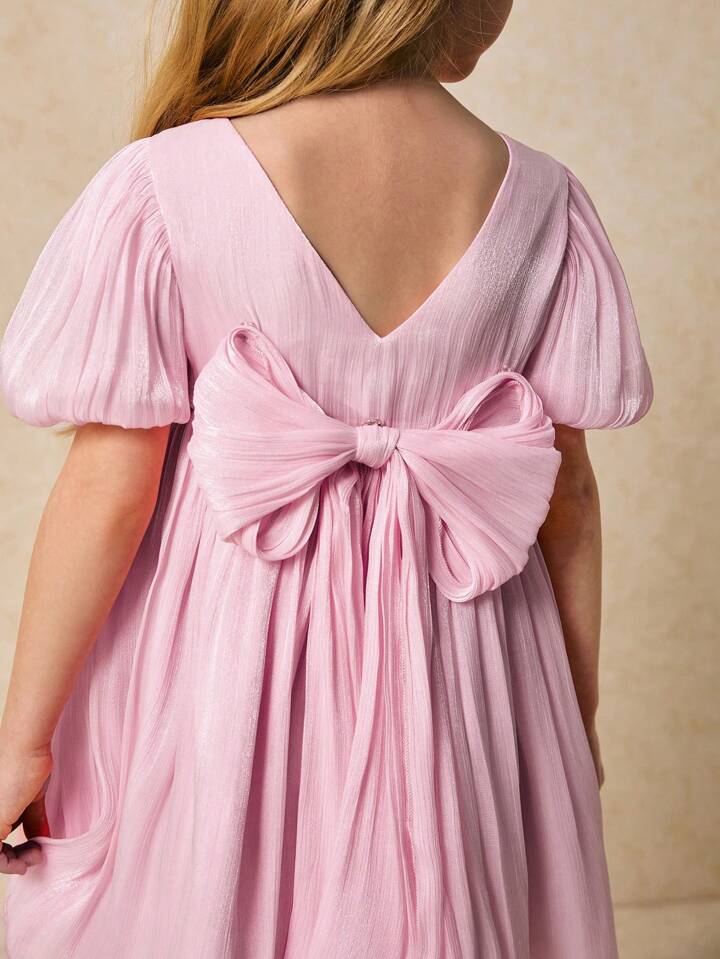VESTIDO ELEGANTE ROSA CON MOÑO ESPALDA