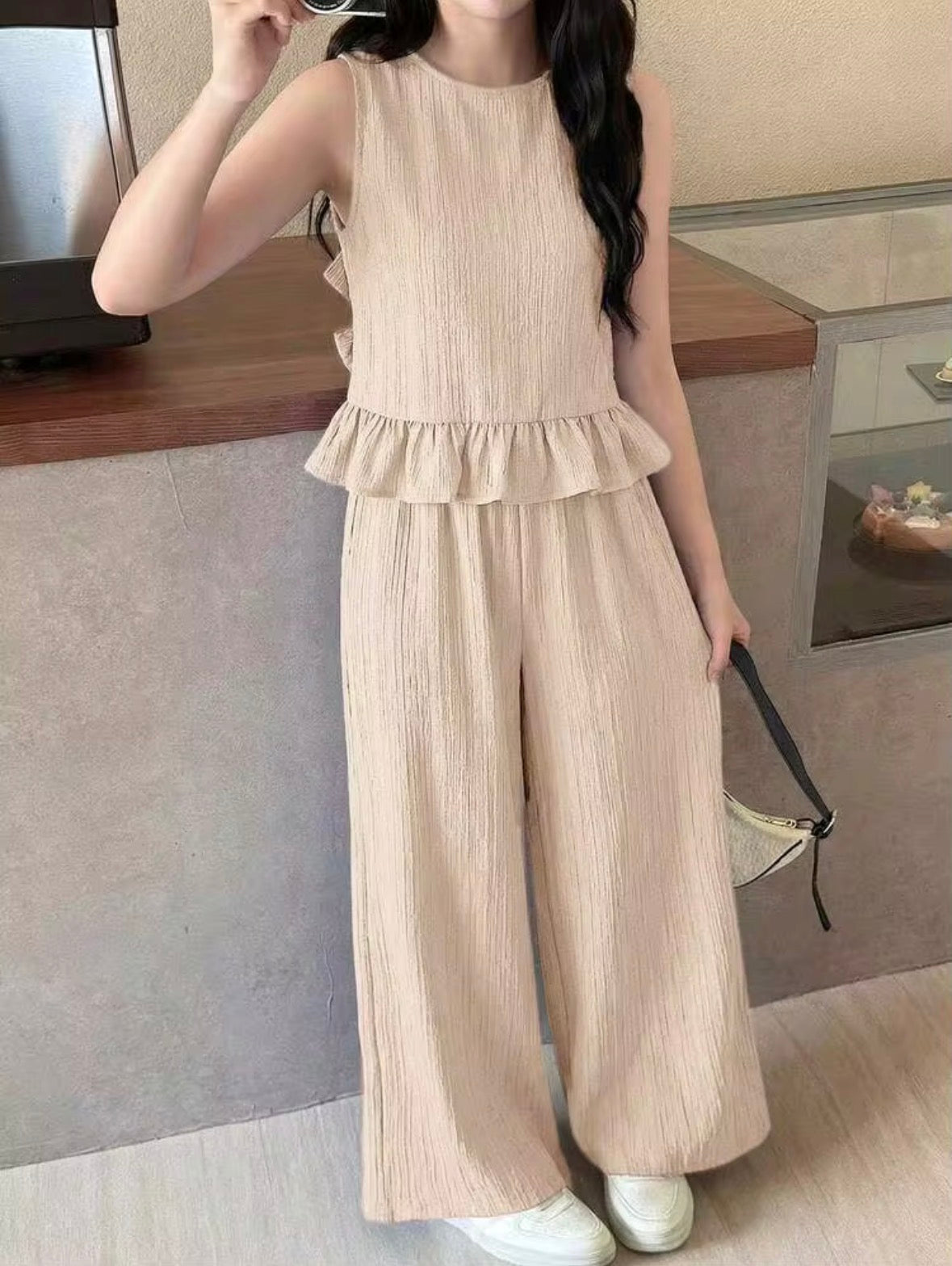 CONJUNTO CAFÉ CLARO CHONGOS ESPALDA