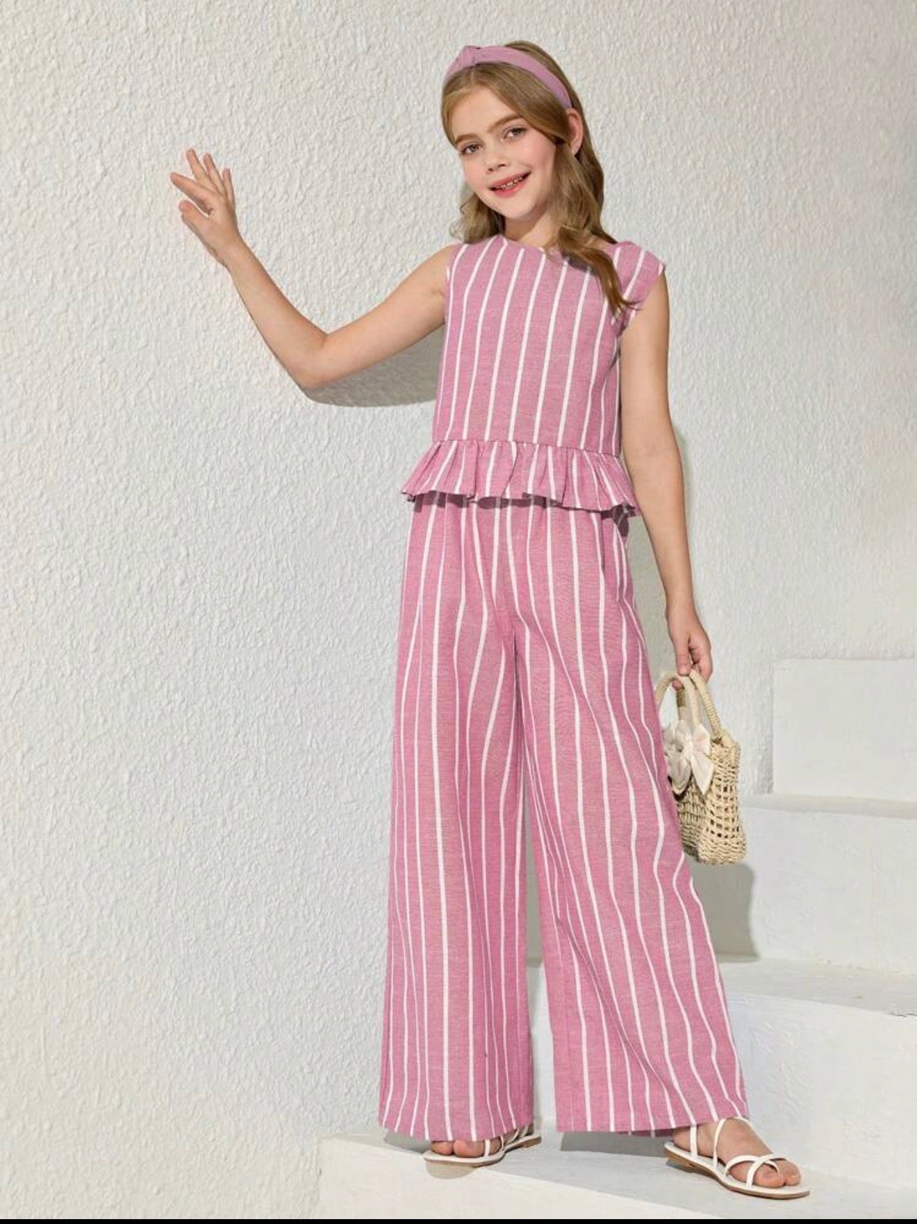 CONJUNTO ROSA CON RAYAS