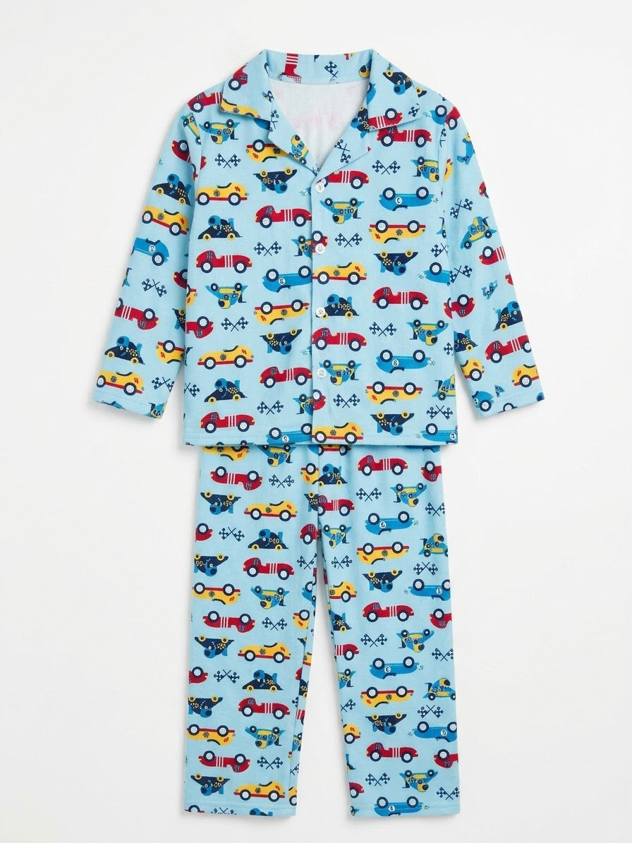 PIJAMA CELESTE ESTAMPADA CARROS