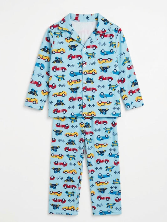 PIJAMA CELESTE ESTAMPADA CARROS