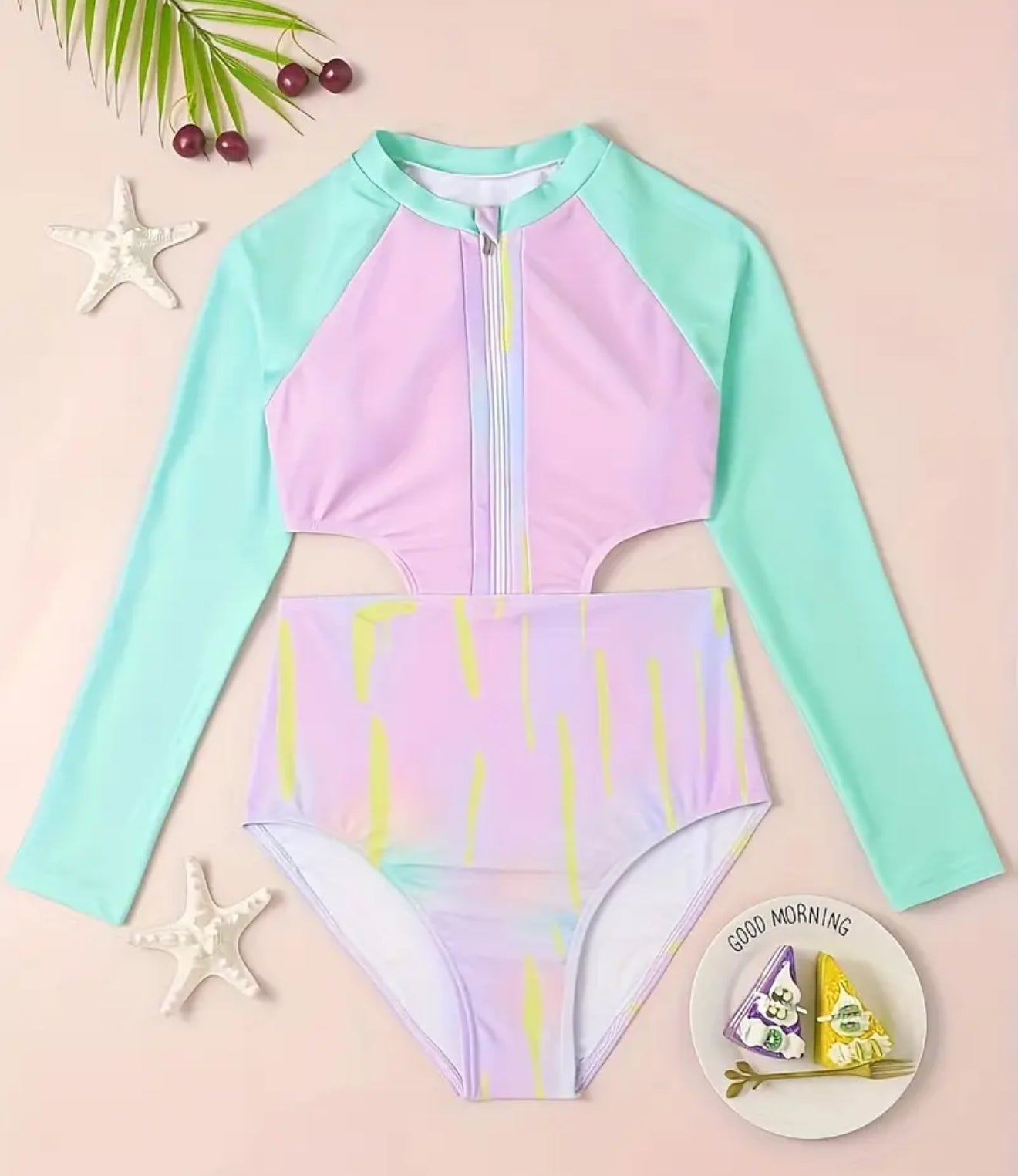 Traje de Baño Manga Larga Multicolor crop