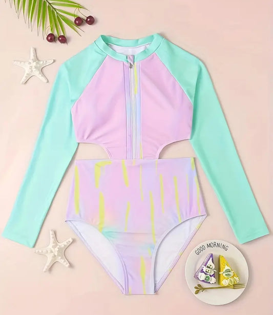 Traje de Baño Manga Larga Multicolor crop