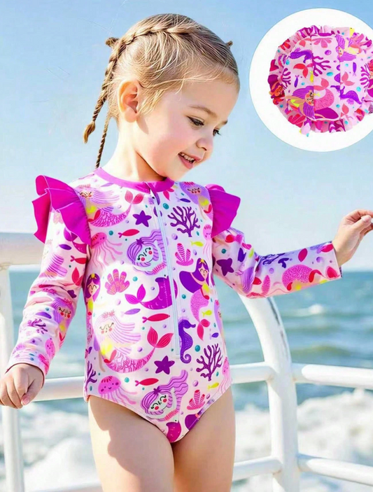 Traje de baño sirenitas rosado