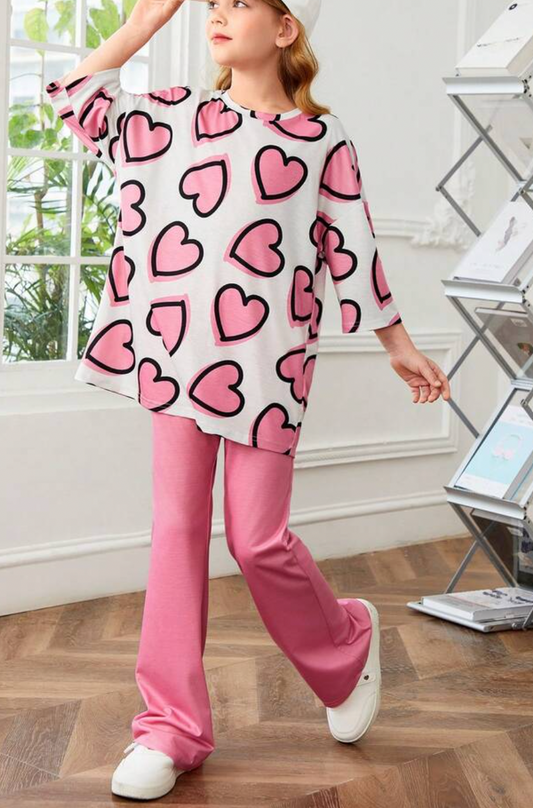 Conjunto Pantalon con Camisa Estampado Corazón