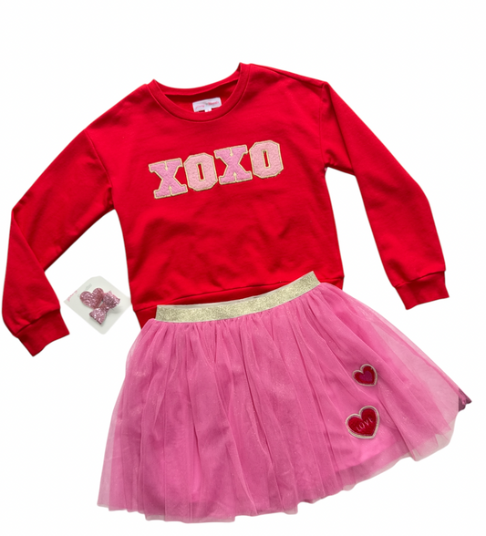 Conjunto Falda Con Sueter rojo