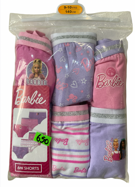 PAQUETE DE 6 PANTIES BARBIE