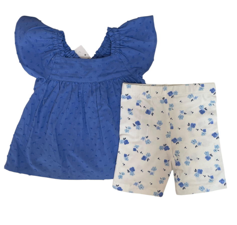 Set Short flores y camisa azul