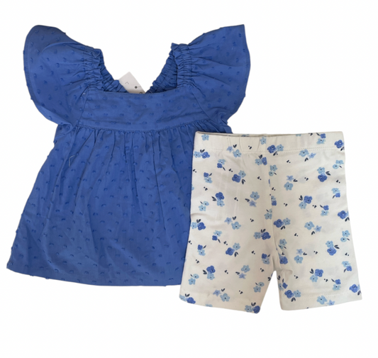 Set Short flores y camisa azul