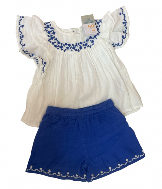 Set Short Azul y Camisa Blanca