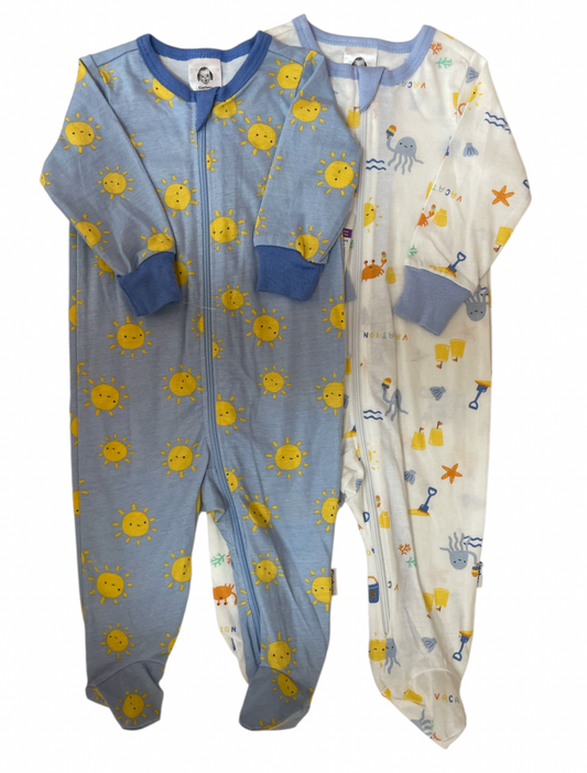 Set de Mamelucos Azul y Blanco sol