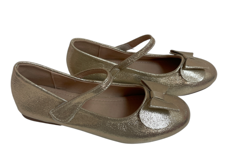 Flats Doradas escarchadas con Doble Chongo