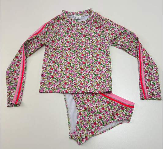 Traje de Baño Manga Larga 2 piezas floreado
