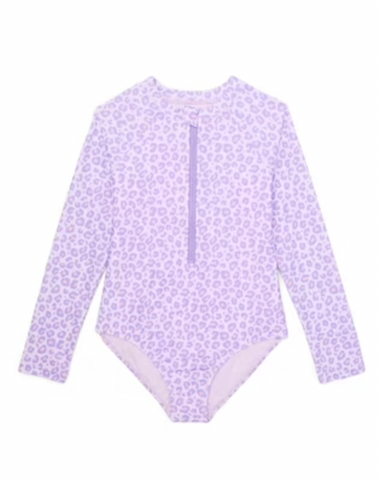 Traje de Baño Manga Larga Morado Tigreado