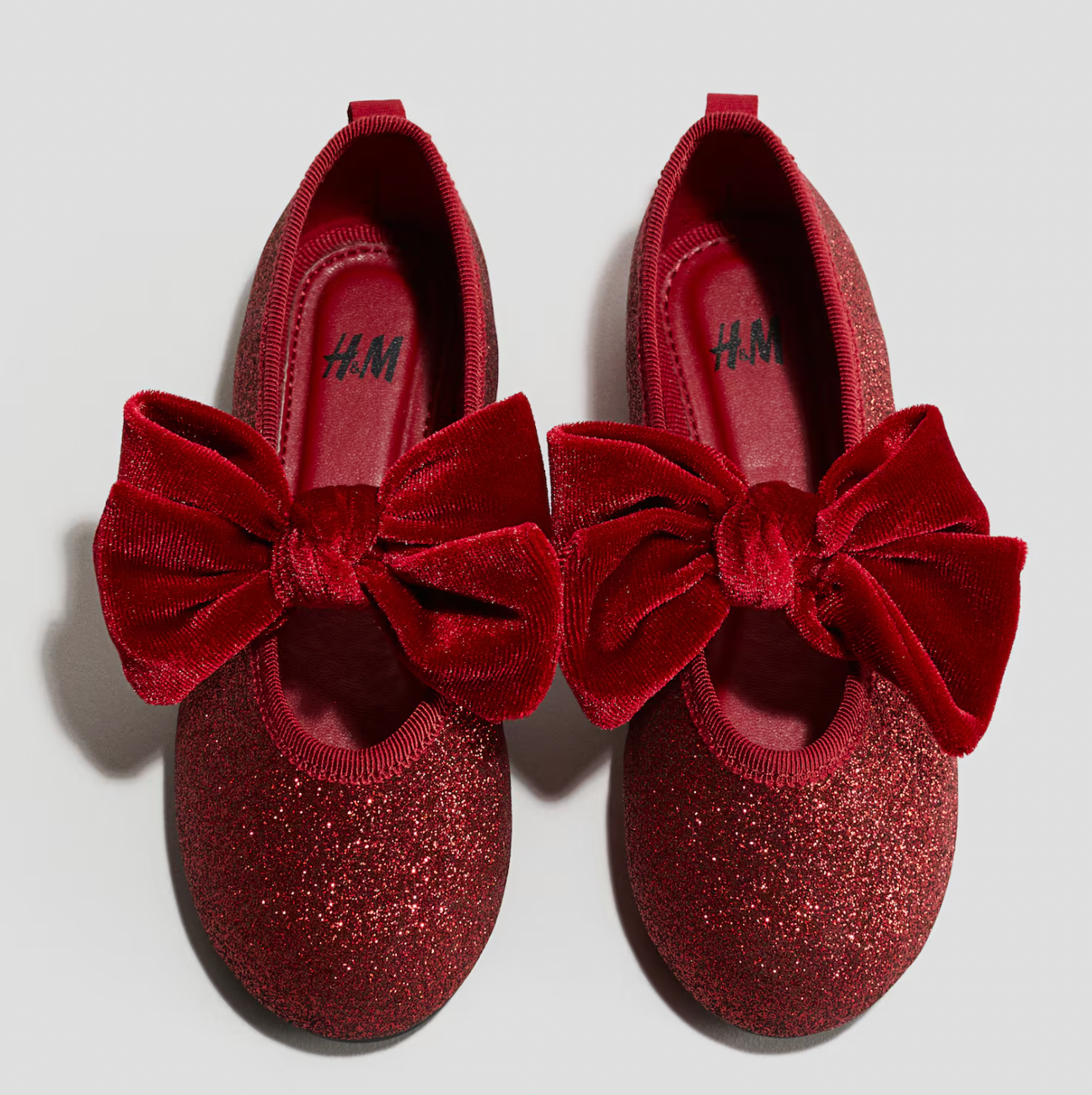 Flats Rojas Escarchadas Con Moño Pequeño