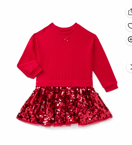 VESTIDO SUETER FALDA LENTEJUELAS ROJO