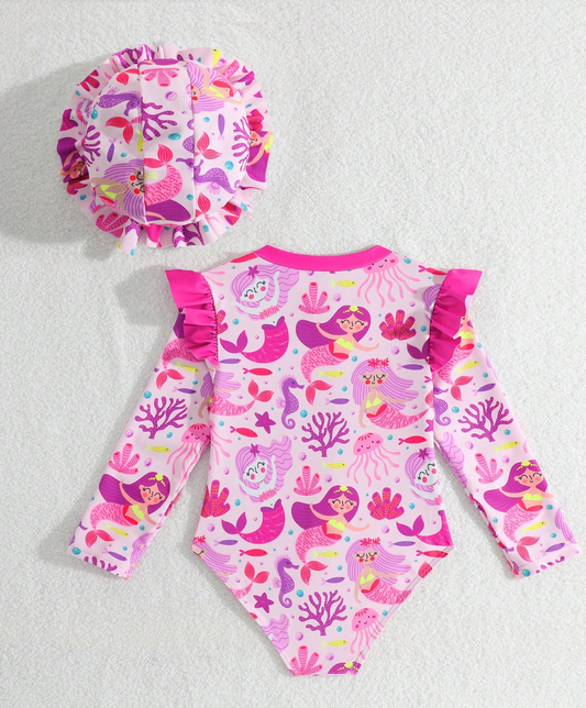 Traje de baño sirenitas rosado