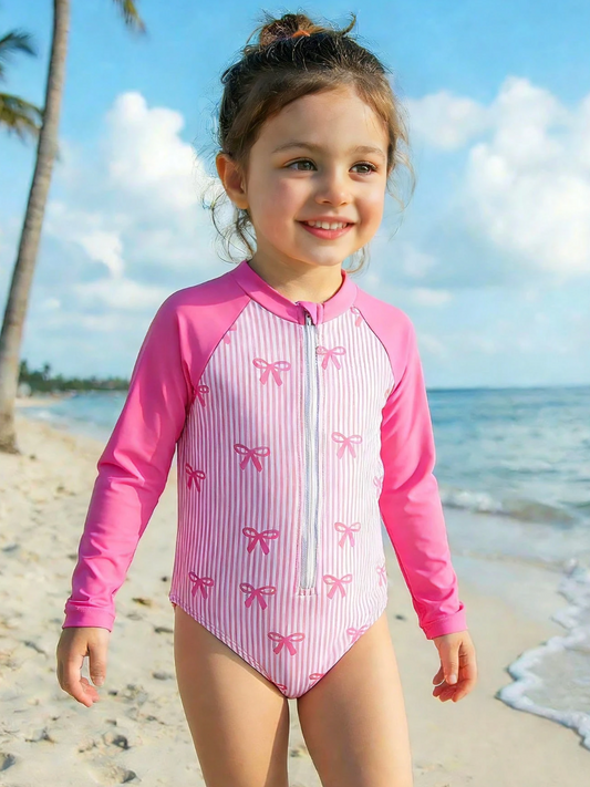 Traje de baño chongos Coquette niña pequeña fuscia