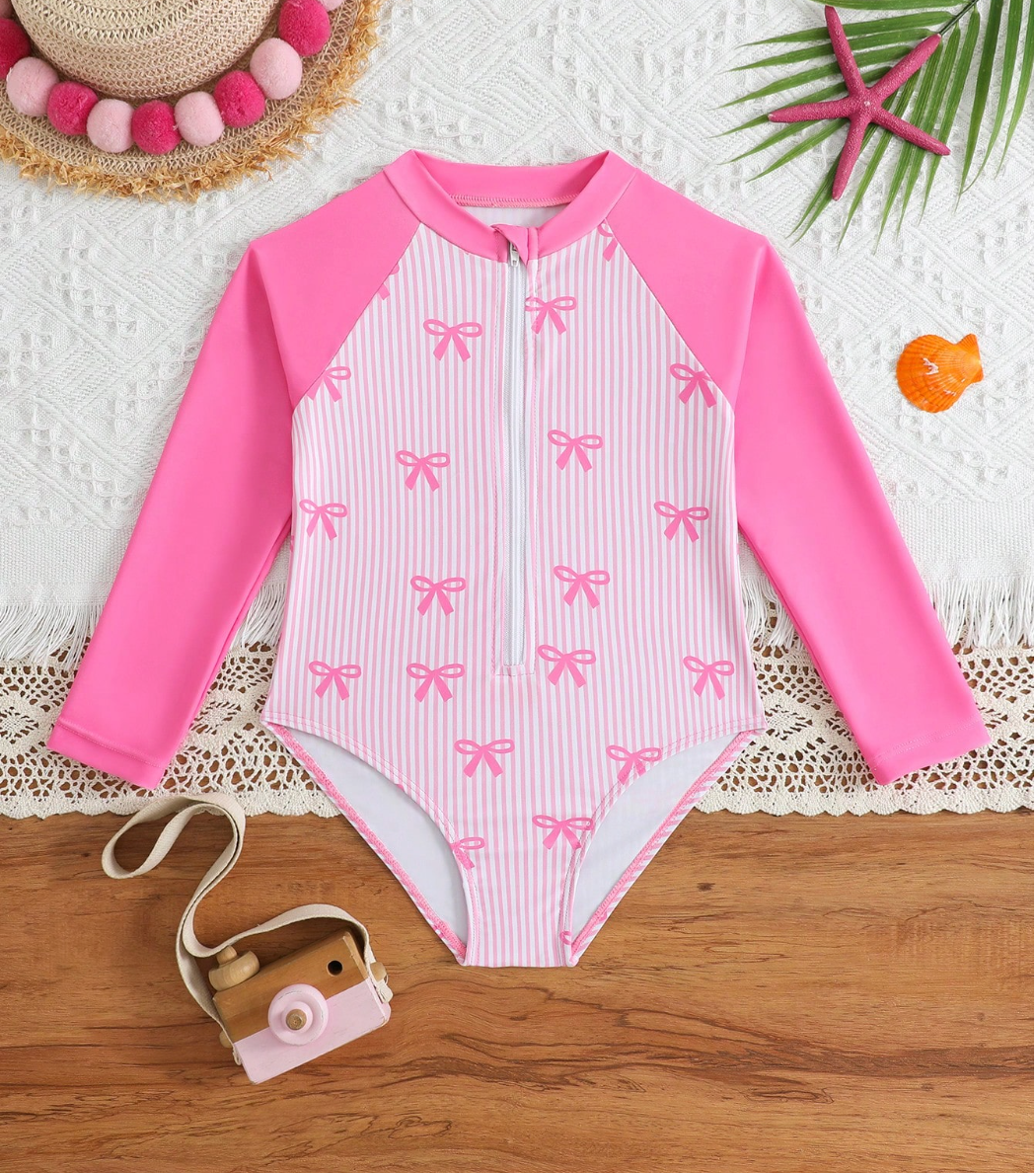 Traje de baño chongos Coquette niña pequeña fuscia