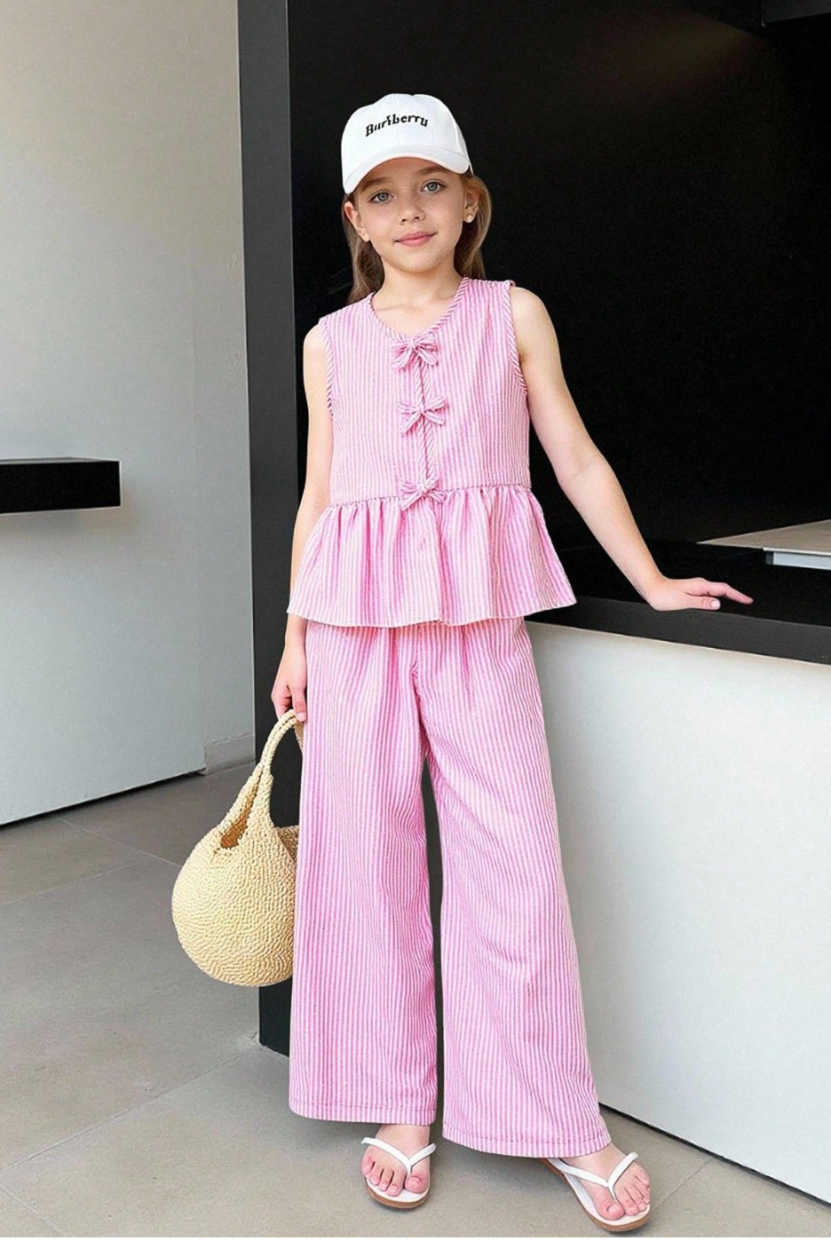 CONJUNTO RAYADO ROSA