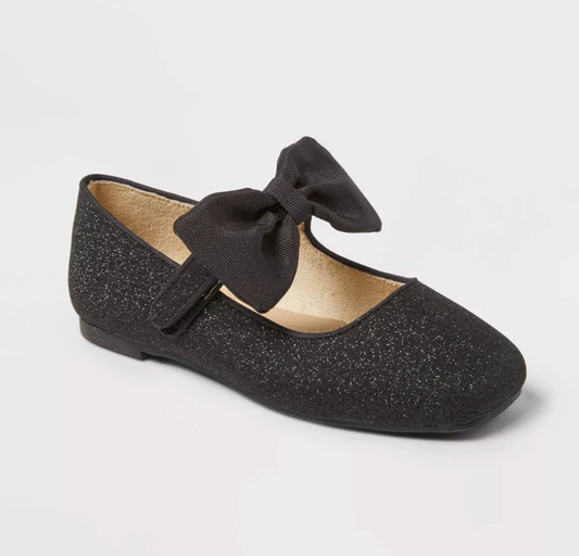 Flats Negras glitter chongo Cat&Jack niñas pequeñas