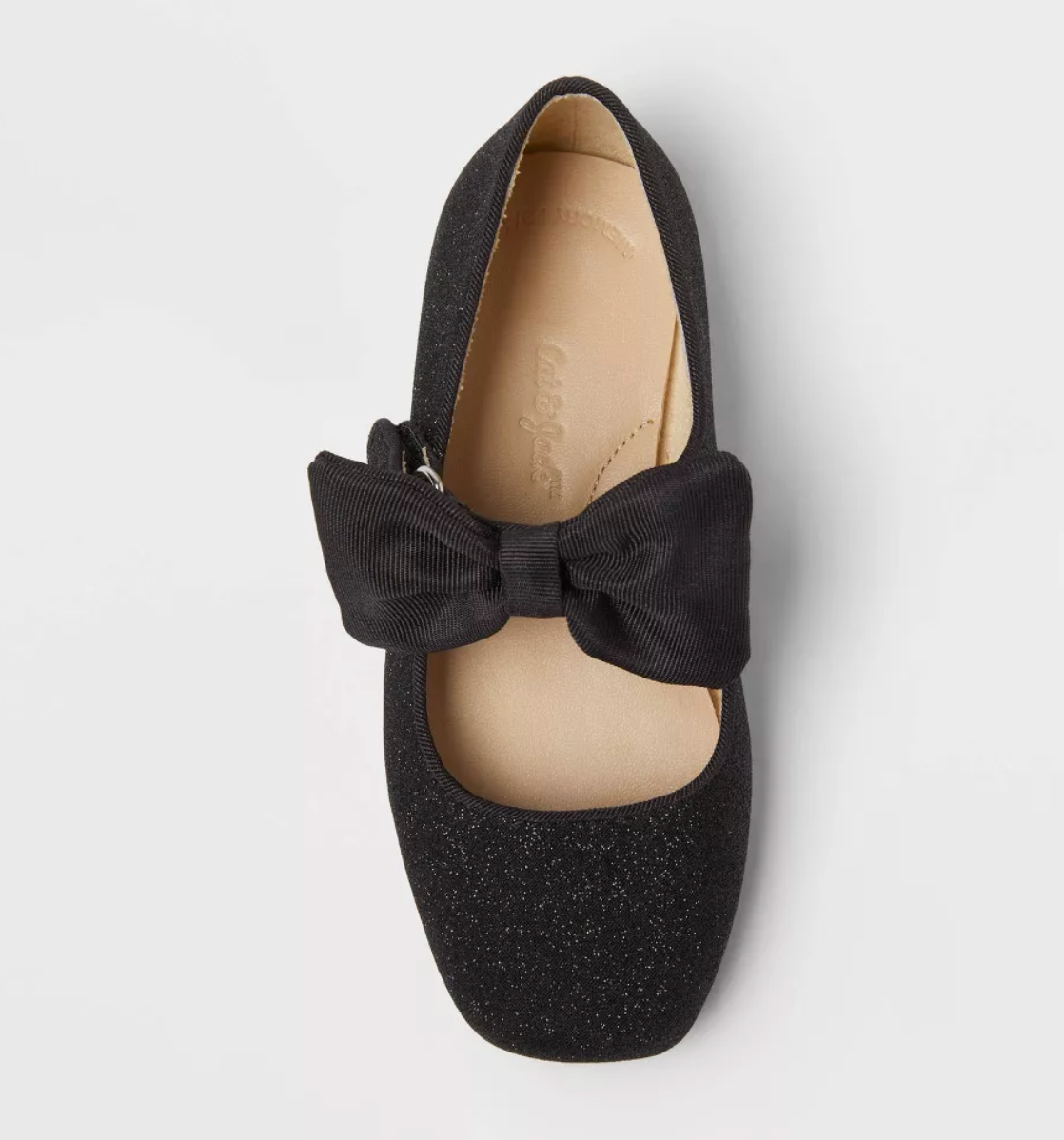 Flats Negras glitter chongo Cat&Jack niñas pequeñas