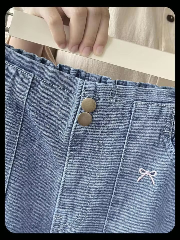 JEAN ELÁSTICO CINTURA CHONGOS ROSA DOBLE BOTÓN