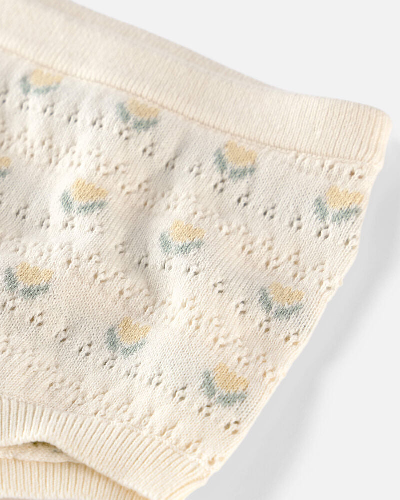 CONJUNTO DE TEJIDO FLORAL BEIGE