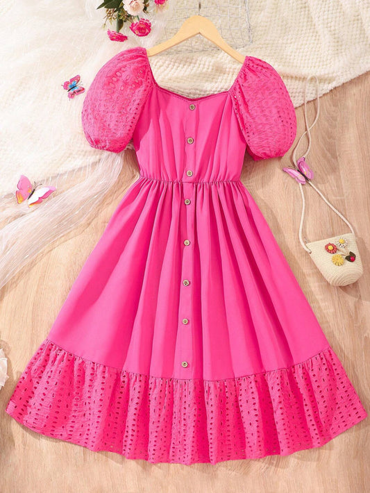 Vestido Fuscia con encaje