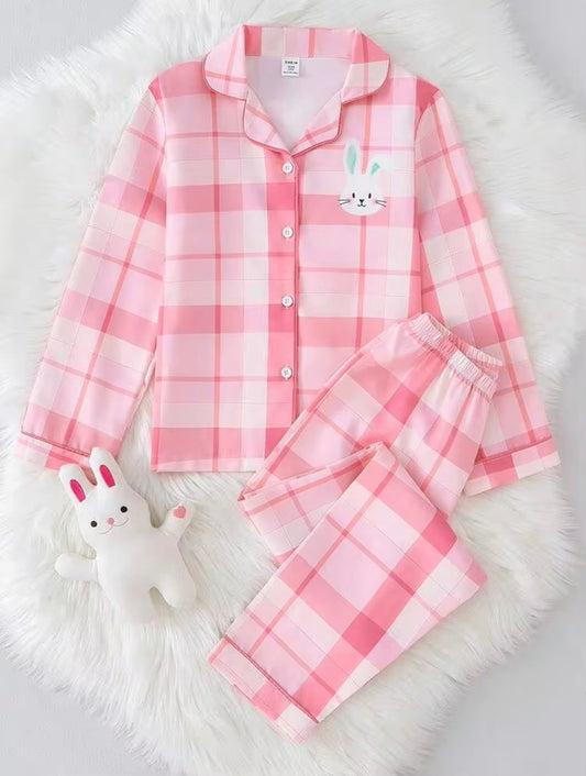 PIJAMA MANGA LARGA ROSA CONEJO