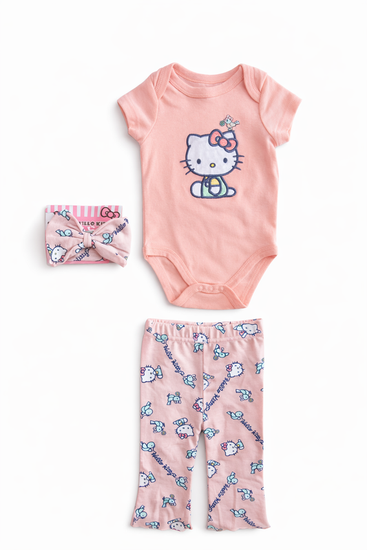 SET DE 3 PIEZAS MAMELUCO HELLO KITTY