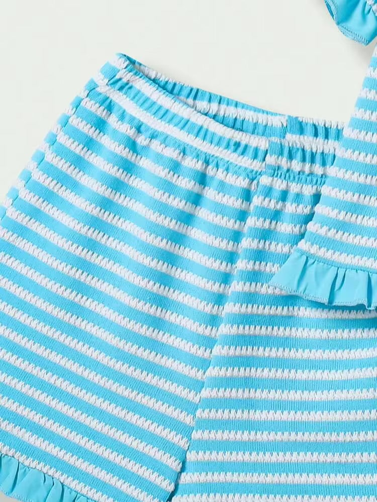 CONJUNTO AZUL RAYADO SHORT