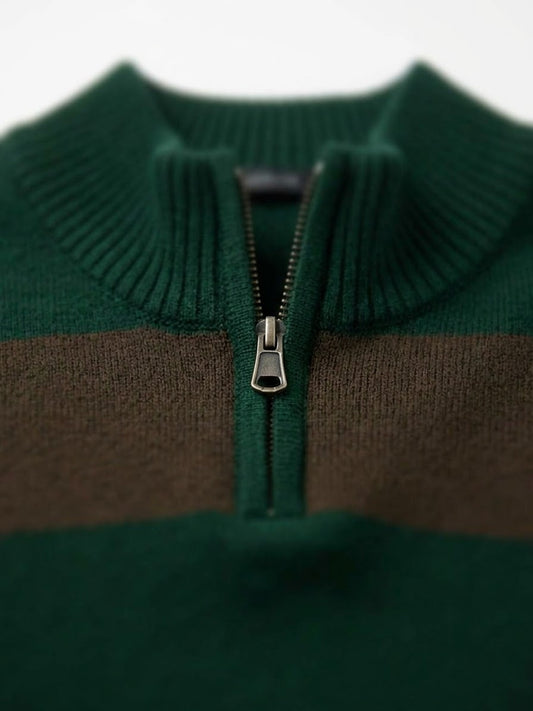 CAMISA POLO MANGA LARGA VERDE CON RAYAS CAFÉ
