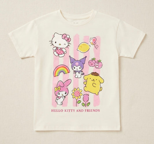 CAMISETA BEIGE HELLO KITTY Y SUS AMIGOS