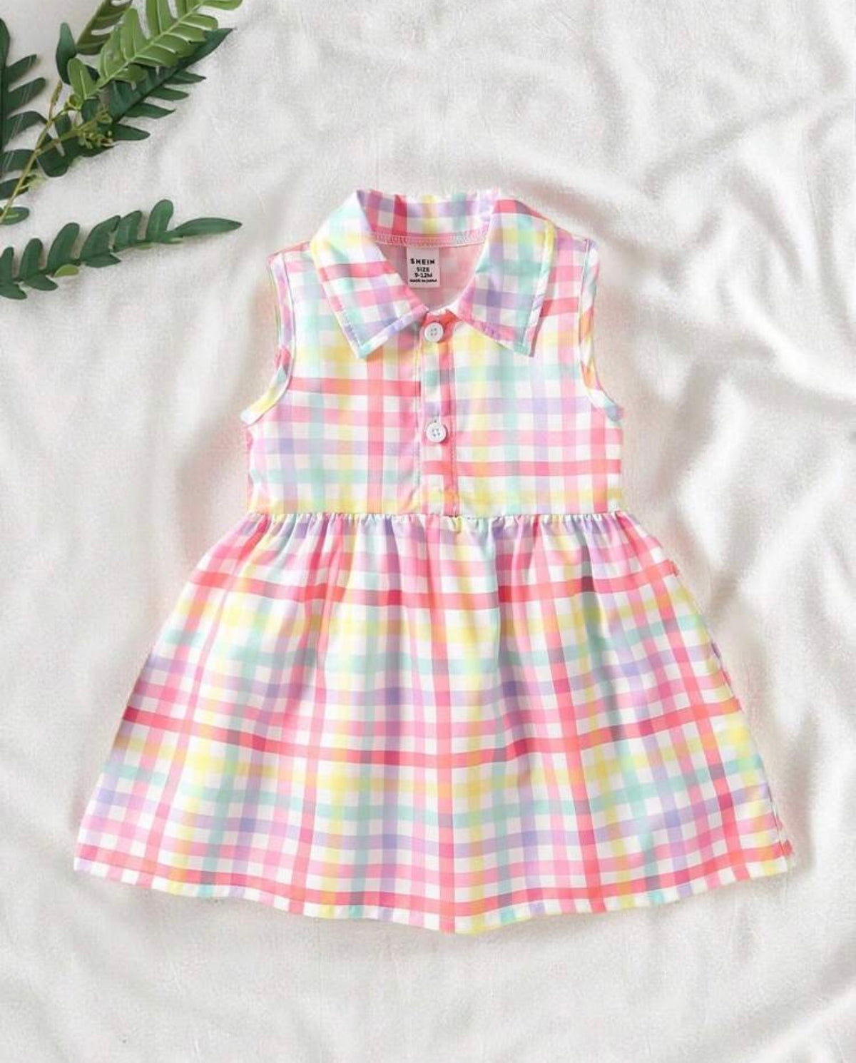 Vestido bebé cuadriculado arcoíris