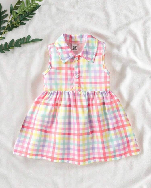 Vestido bebé cuadriculado arcoíris