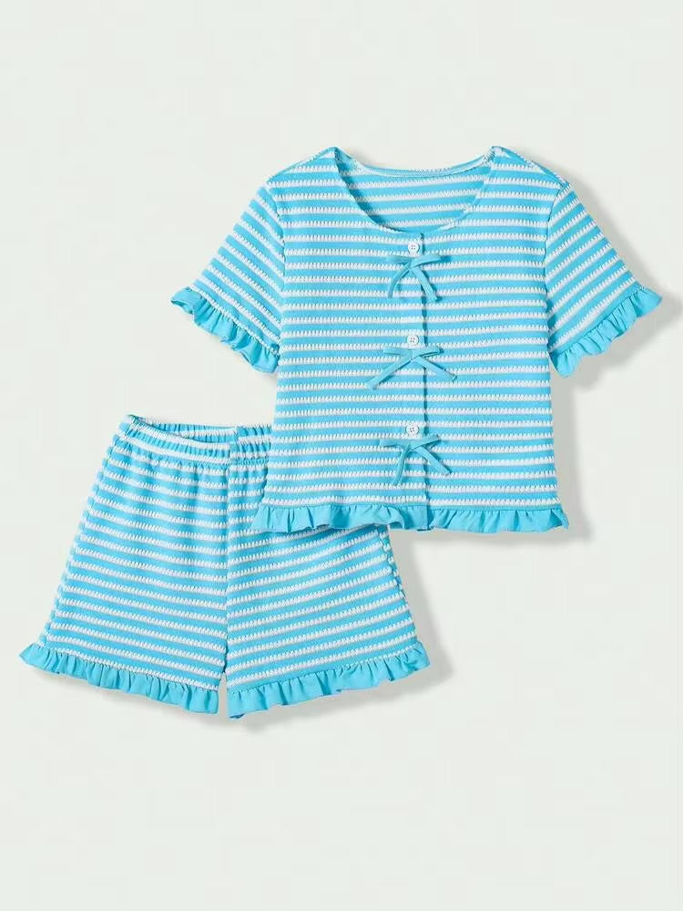 CONJUNTO AZUL RAYADO SHORT