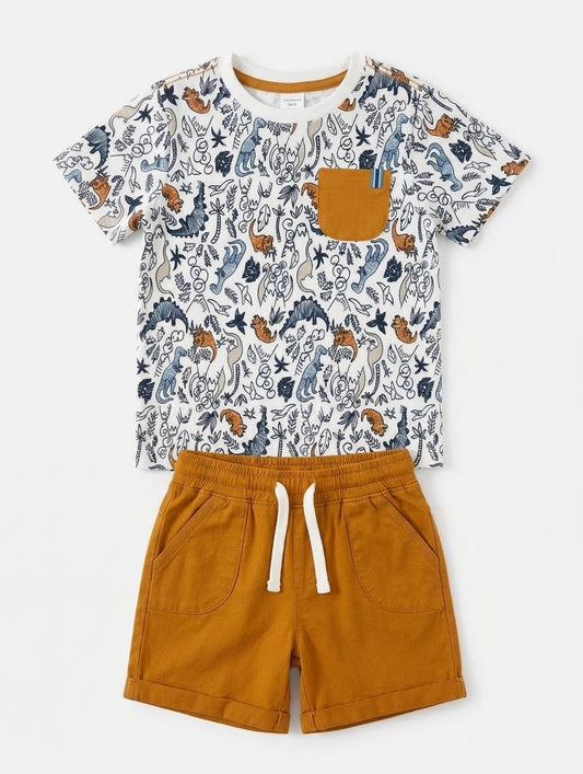CONJUNTO CAFE ESTAMPADO DINOSAURIO  jarvis archer