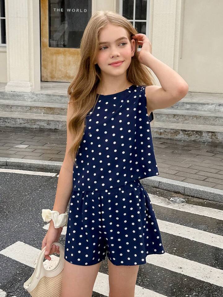 CONJUNTO AZUL MARINO ESTAMPADO LUNARES