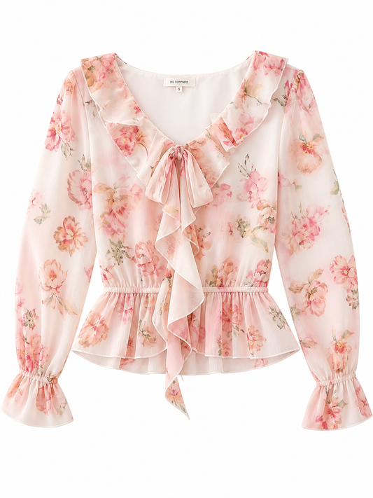 BLUSA SALMÓN FLOREADA