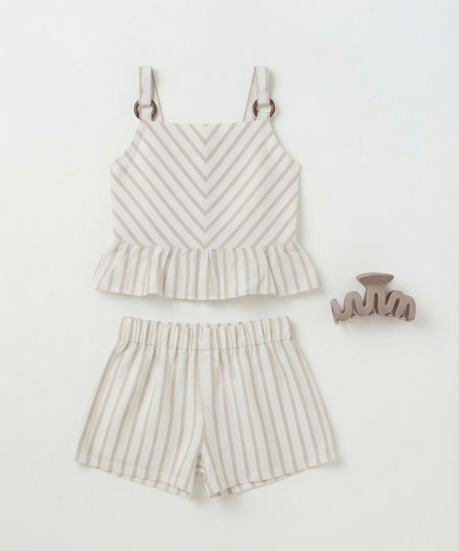 CONJUNTO 3 PIEZAS BEIGE RAYADO