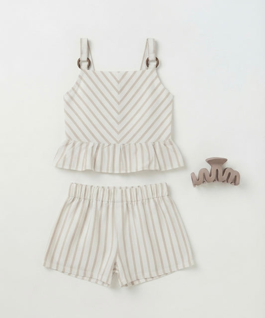 CONJUNTO 3 PIEZAS BEIGE RAYADO