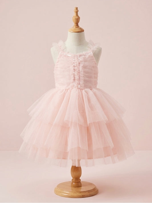 VESTIDO PRINCESA TUL SALMÓN