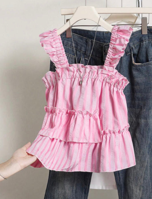 Blusa rosada rayada tirantes